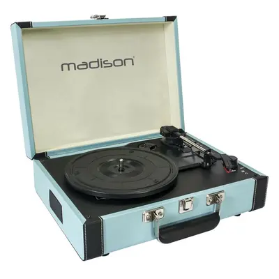 Madison Sound MAD-RETROCASE-BLU Tourne-disque à entraînement direct Bleu Manuel - Neuf