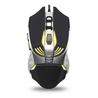 Souris Gamer Pc Filaire USB 4000 Dpi Ordinateur Lumière LED 7 Boutons Noir Jaune YONIS - Neuf