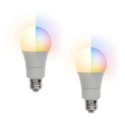 2 Ampoules LED Multicolore Monster - Culot A19/E27-12 Possibilités de Couleurs - Contrôle de la 