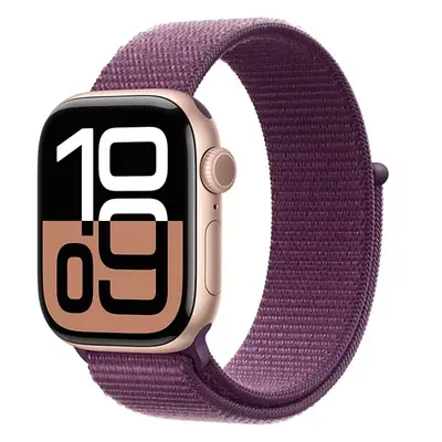 Apple Watch Series 10 (2024) GPS, Boitier Or Rose de 42mm avec bracelet Textile , Prune - Neuf