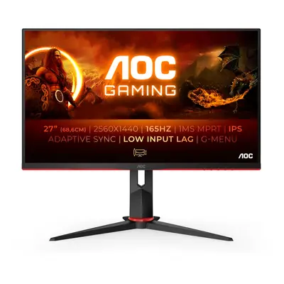 AOC Q27G2S/EU écran plat de PC 68,6 cm (27 ) 2560 x 1440 pixels Quad HD LED Noir, Rouge - Neuf