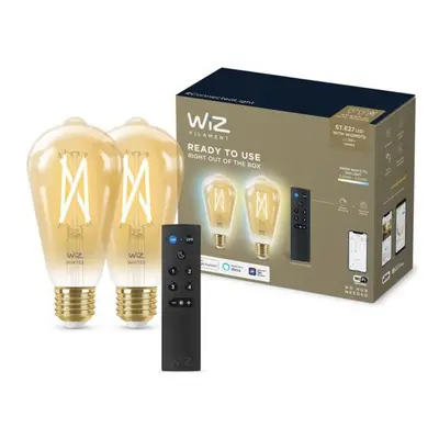 Kit de démarrage WiZ 2 ampoules connectées Edison Blanc variable E27 50W + Télécommande nomade v