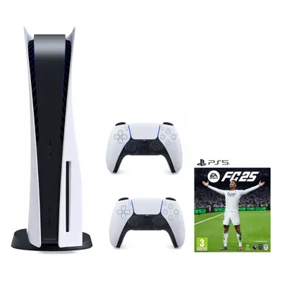 Pack PS5 & 2e Manette Dualsense Blanche & EA SPORTS FC25 - Console de jeux PlayStation 5 1 To (S