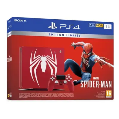 Console PS4 Slim 1To Édition Limitée Rouge Marvel s Spider Man Design + Marvel s Spider Man Play