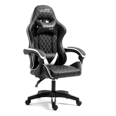 Amstrad ULTIMATE-BK-ICE Fauteuil / Chaise de bureau Gamer coloris noir & blanche - coussin lomba