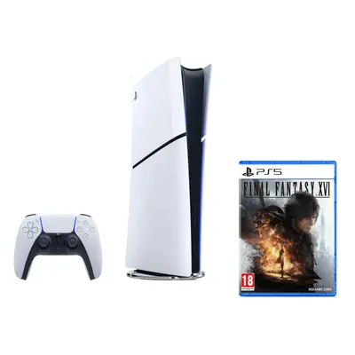 Pack PS5 Slim & Final Fantasy XVI - Console de Jeux Playstation 5 Slim (Digitale) 1 To, Blanc - 