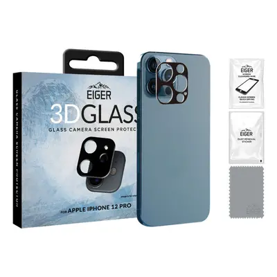 Protection d'objectif d'appareil photo en fibre de verre pour iPhone 12 Pro - Transparent/noir -