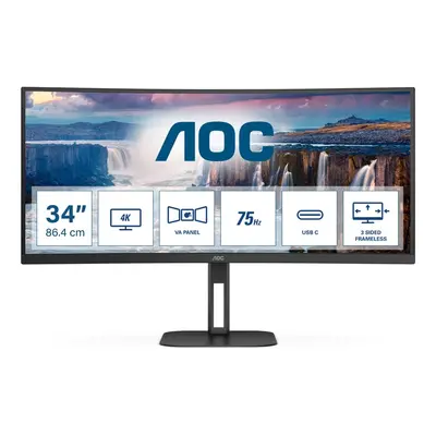 AOC V5 CU34V5C 86,4 cm (34 ) 3440 x 1440 pixels Wide Quad HD LED Noir - Neuf