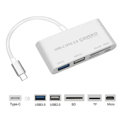 Adaptateur 5 en 1 pour Mac Thunderbolt 3 Type C USB-C Lecteur de cartes SD TF USB 2.0 3.0 Micro 