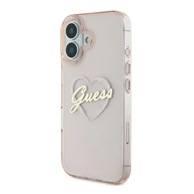 Étui Guess pour iPhone 16 6.1 rose étui rigide IML Heart - Neuf