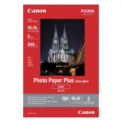 Canon Papier Photo Satiné 10 × 15cm SG-201 - 5 feuilles - Neuf