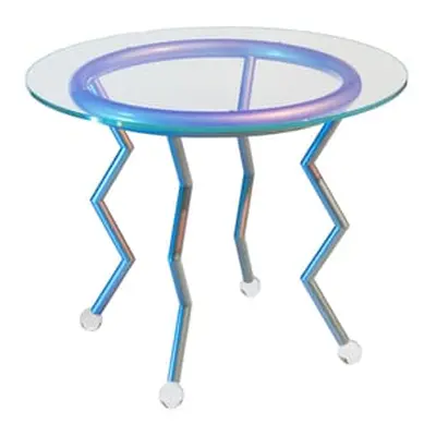 Memphis Milano - Table ronde Night Tales - Transparent - Verre iridescent - Designer Masanori Um