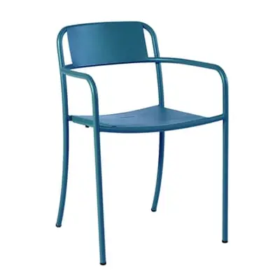 Tolix - Fauteuil empilable Patio - Bleu - Acier inoxydable - Designer Pauline Deltour