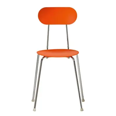 Magis - Chaise empilable Mariolina - Orange - Acier chromé - Designer Enzo Mari