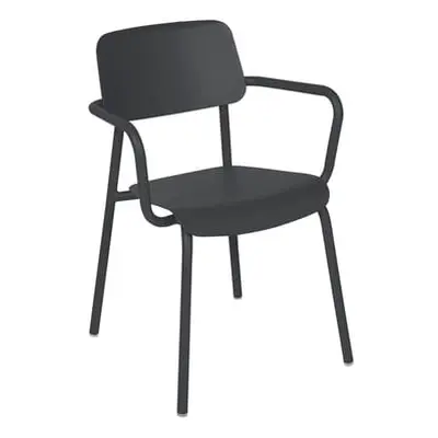 Fermob - Fauteuil empilable Studie - Noir - Aluminium - Designer Tristan Lohner