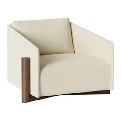 KANN DESIGN - Fauteuil rembourré Timber - Beige - Hêtre finition noyer - Designer Charles Kalpak