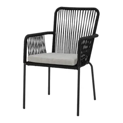 Bloomingville - Fauteuil de repas rembourré Santino - Noir - Corde polyester