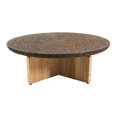 Ethimo - Table basse Cross - Bois naturel - Liège bruni - Designer Patrick Norguet