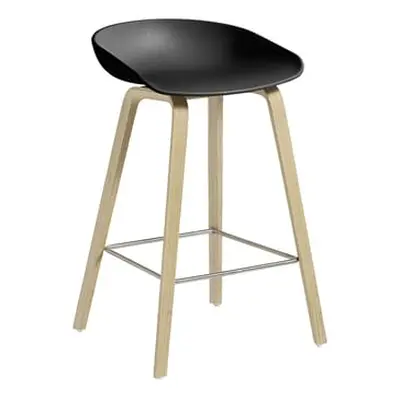 Hay - Tabouret de bar About a stool - Noir - Chêne savonné - Designer Hee Welling