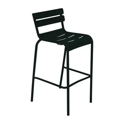 Fermob - Tabouret haut empilable Luxembourg - Noir - Aluminium laqué - Designer Frédéric Sofia