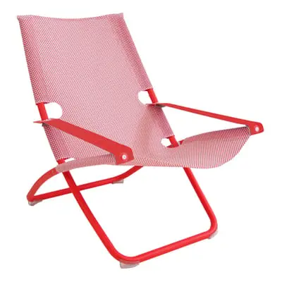 Emu - Chaise longue pliable inclinable Snooze - Rouge - Tissu technique - Designer Marco Marin