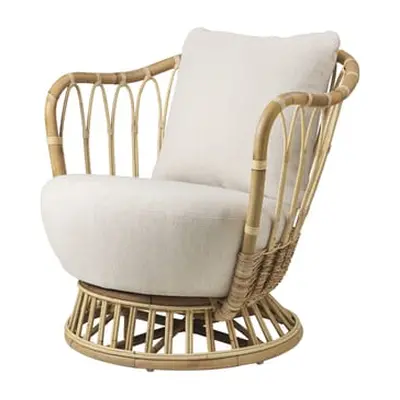 Gubi - Fauteuil rembourré Grace - Blanc - Rotin - Designer Tove Kindt-Larsen