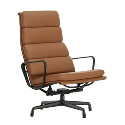 Vitra - Fauteuil rembourré Soft Pad - Marron - Cuir de vache - Designer Charles & Ray Eames