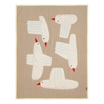 Ferm Living - Plaid enfant Bird quilted - Beige - Polyester recyclé - Designer Trine Andersen