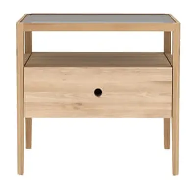 Ethnicraft - Table de chevet Spindle - Bois naturel - Chêne massif - Designer Nathan Yong