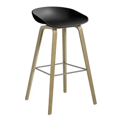 Hay - Tabouret de bar About a stool - Noir - Chêne savonné - Designer Hee Welling