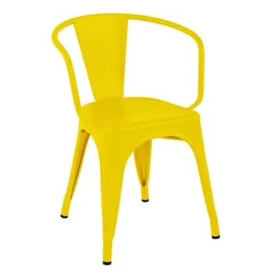 Tolix - Fauteuil empilable A - Jaune - Acier laqué - Designer Jean Pauchard