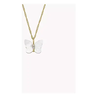 Fossil Collier chaîne papillon Sutton Radiant Wings en nacre blanc - Doré