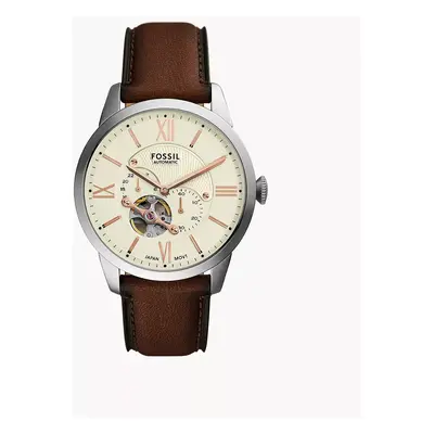 Fossil Montre Townsman multifonction en cuir marron - Marron