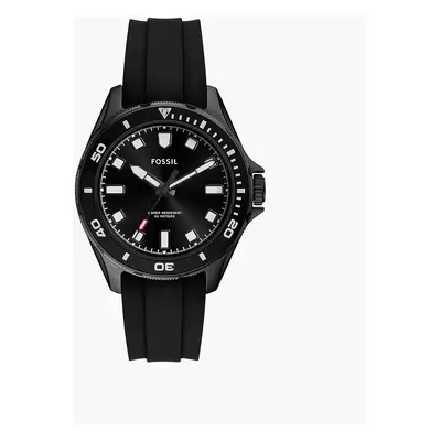 Fossil Montre Dalton à trois aiguilles en silicone noir - Noir