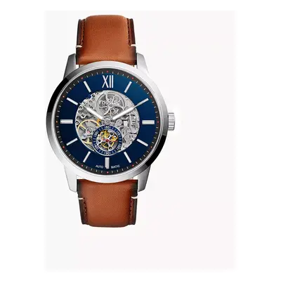 Fossil Montre Townsman automatique en cuir brun clair 48 mm - Marron