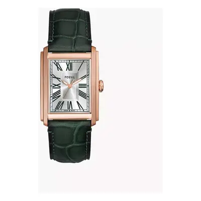 Fossil Montre Carraway à trois aiguilles en cuir LiteHide façon croco vert - Vert