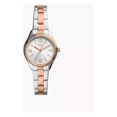 Fossil Montre Rye à trois aiguilles avec date en acier inoxydable bicolore - Doré rose Argenté