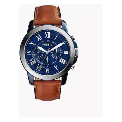 Fossil Montre Grant chronographe en cuir brun clair - Marron