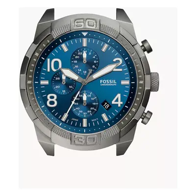 Fossil Boîtier de montre Bronson chronographe en acier inoxydable anthracite - Bleu