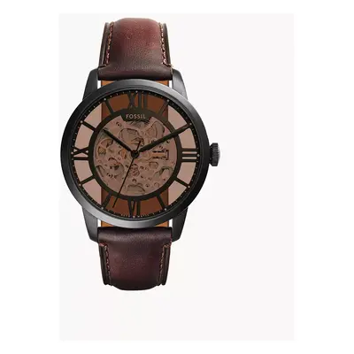 Fossil Montre Townsman automatique en cuir marron - Marron