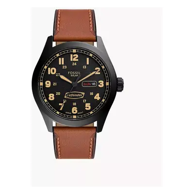 Fossil Montre Defender à alimentation solaire en cuir brun - Marron