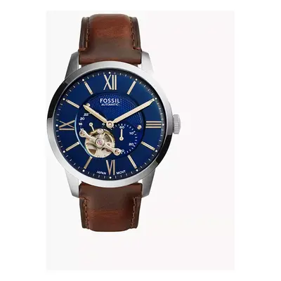 Fossil Montre Townsman automatique en cuir brun - Marron