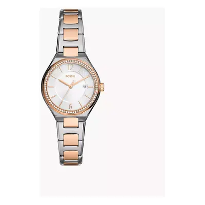 Fossil Montre Eevie à trois aiguilles avec date en acier inoxydable bicolore - Doré rose Argenté