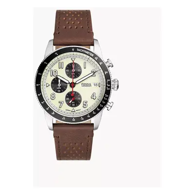 Fossil Montre Sport Tourer chronographe en cuir marron - Marron