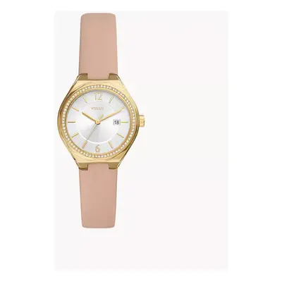 Fossil Montre Eevie à trois aiguilles avec date en cuir rose - Rose