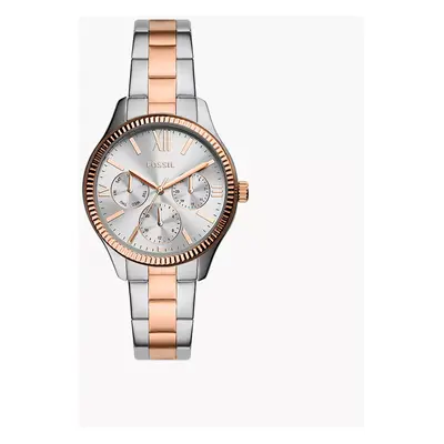 Fossil Montre Rye multifonction en acier inoxydable bicolore - Doré rose Argenté