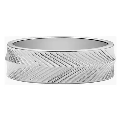 Fossil Bague Harlow Linear Texture en acier inoxydable - Argenté