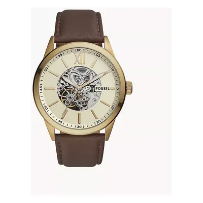 Fossil Montre Flynn automatique 48 mm en cuir brun - Marron