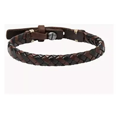 Fossil Bracelet marron en cuir tressé - Noir Marron Argenté