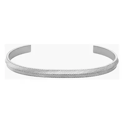 Fossil Bracelet jonc Harlow Linear Texture en acier inoxydable - Argenté